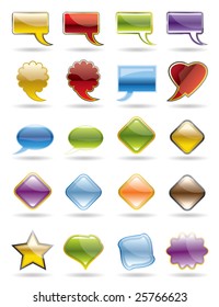 Collection of brightly colored, glossy web elements.