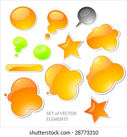 Collection of brightly colored, glossy web elements.