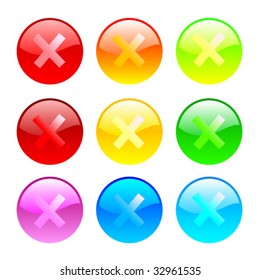  Collection of brightly colored, glossy web and media elements. Vector illustration.