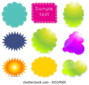 Collection of brightly colored, glossy web elements.