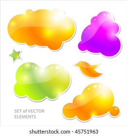 Collection of brightly colored, glossy web elements. eps10