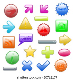 Collection of brightly colored, glossy web elements for adding your own text or icons. Vector in EPS10 format.