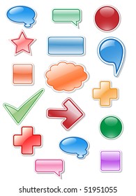 collection of brightly colored glossy web elements