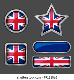 collection of british flag icons vector