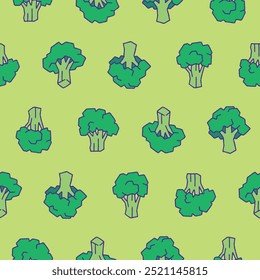 Collection of Broccoli Vector Seamless Pattern illustration for Print, Wallpaper, Decoration.