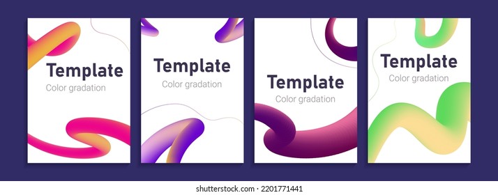 A Collection Of Brochure Templates, Book Covers, Posters. Bland Gradation Color Design, A4 Paper Size. Colorful Abstract Design