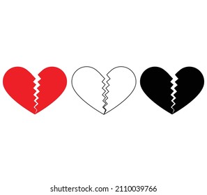 Collection of Broken Hearts vector eps with white background Illustrator 8 Eps