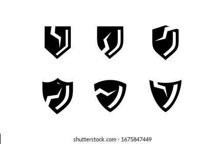 Collection Broken Shield Logo Icon Template