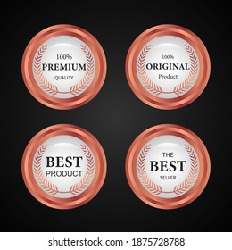 Collection of bronze badges and labels retro style