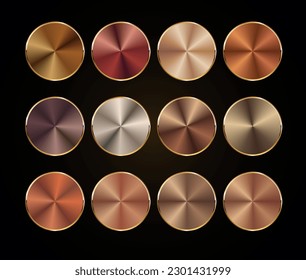 Collection of bronze metallic gradient badges  vector illustration 