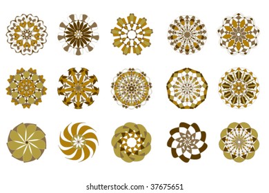 Collection of brown blossoms. Easy to edit vector image.
