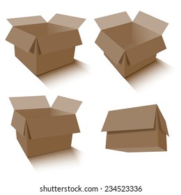 Collection of brown box packaging. vector illustration