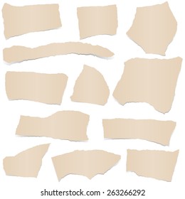 colección de trozos de papeles de color marrón con sombras