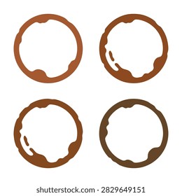Collection of brown rusty metal rings featuring corroded textures and irregular edges. Isolated on white background. Ideal for industrial, mechanical, or vintage design projects.