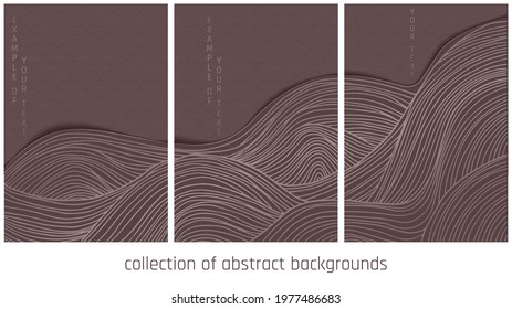 collection of brown vector japanese abstract waves