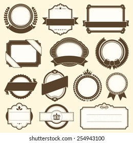 Collection of brown vintage vector labels. File format is EPS8.