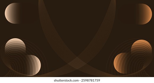 Collection brown white color gradient poster background vector. Set of retro wall decoration, groovy, trippy, geometric shape. Vintage hippie wall art for interior, decorative, banner, cover, card.