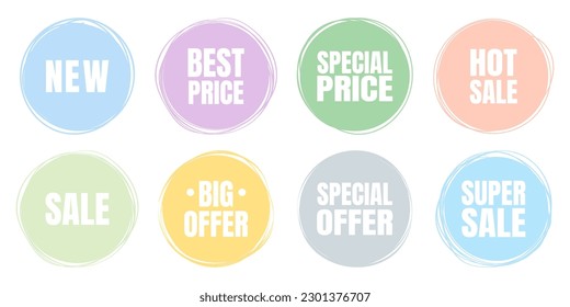 Collection of brush stroke sale, stickers and tags banners, sales label collection suitable for design promotion media. Vector illustration.