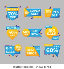 Collection of brush stroke sale, stickers and tags banners, sales label collection suitable for design promotion media