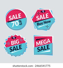 Collection of brush stroke sale, stickers and tags banners, sales label collection suitable for design promotion media