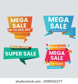 Collection of brush stroke sale, stickers and tags banners, sales label collection suitable for design promotion media