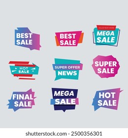 Collection of brush stroke sale, stickers and tags banners, sales label collection suitable for design promotion media