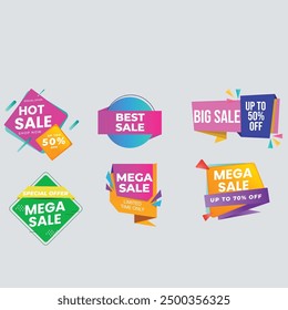 Collection of brush stroke sale, stickers and tags banners, sales label collection suitable for design promotion media