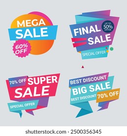 Collection of brush stroke sale, stickers and tags banners, sales label collection suitable for design promotion media
