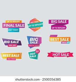 Collection of brush stroke sale, stickers and tags banners, sales label collection suitable for design promotion media