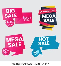 Collection of brush stroke sale, stickers and tags banners, sales label collection suitable for design promotion media