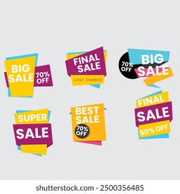Collection of brush stroke sale, stickers and tags banners, sales label collection suitable for design promotion media