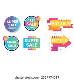 Collection of brush stroke sale, stickers and tags banners, sales label collection suitable for design promotion media