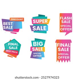 Collection of brush stroke sale, stickers and tags banners, sales label collection suitable for design promotion media