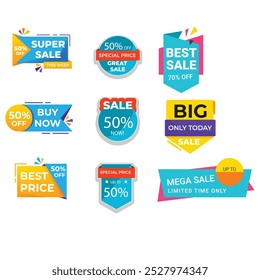 Collection of brush stroke sale, stickers and tags banners, sales label collection suitable for design promotion media