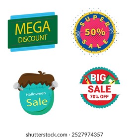 Collection of brush stroke sale, stickers and tags banners, sales label collection suitable for design promotion media