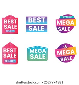 Collection of brush stroke sale, stickers and tags banners, sales label collection suitable for design promotion media