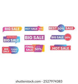 Collection of brush stroke sale, stickers and tags banners, sales label collection suitable for design promotion media