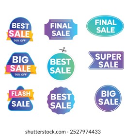 Collection of brush stroke sale, stickers and tags banners, sales label collection suitable for design promotion media