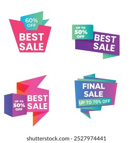 Collection of brush stroke sale, stickers and tags banners, sales label collection suitable for design promotion media