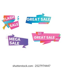 Collection of brush stroke sale, stickers and tags banners, sales label collection suitable for design promotion media