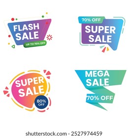 Collection of brush stroke sale, stickers and tags banners, sales label collection suitable for design promotion media
