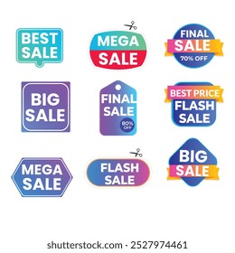 Collection of brush stroke sale, stickers and tags banners, sales label collection suitable for design promotion media