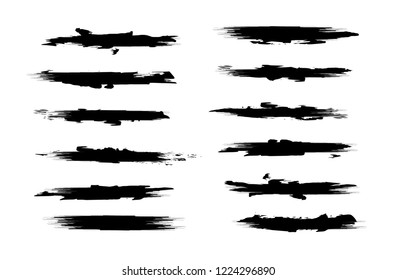 Collection brush stroke in vector. Isolated splash ink  brushes set. Grunge art strokes for design sticker