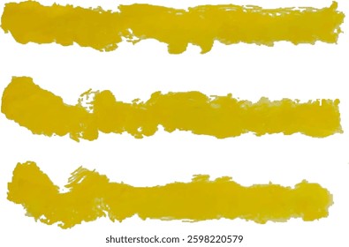 Collection of brush stroke for yellow ink paint