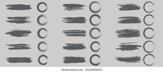 colección de trazos de pincel o líneas negras trazos de pincel ásperos en Vector