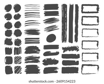 Collection of Brush Strokes and Design Elements. Set of hand drawn sketch brushes. Paint brush strokes, brushes, lines, grungy. Dirty artistic design elements