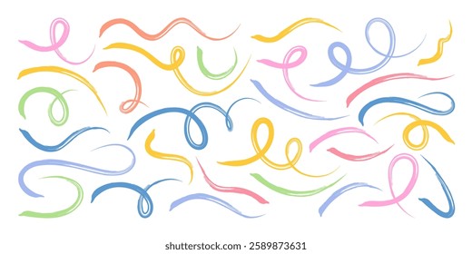 Collection of brush strokes on white background