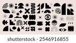 Collection of Brutalist abstract geometric shapes and elements. Modern, minimalist contemporary black and white primitive geometric shapes and elements. Vector concept design