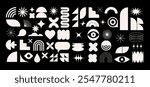 Collection of Brutalist abstract geometric shapes and elements. Modern, minimalist contemporary black and white primitive geometric shapes and elements. Vector concept design