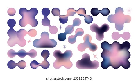 Collection of Brutalist, metaball, morphing abstract geometric shapes and elements. Modern, minimalist contemporary primitive geometric shapes and elements. Vector concept design